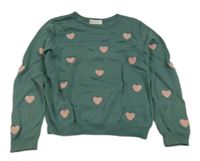 Zelený svetr se srdíčky H&M