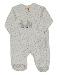 Bílý sametový overal s hvězdami a slonem Pusblu