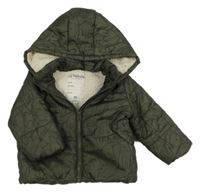 Khaki šusťáková zimní bunda a medvědy a kapucí La Redoute