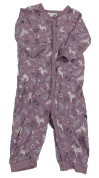 Fialový květinový overal s jednorožci Ergee