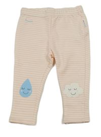 Růžovo-bílé pruhované legíny s kapkou a mráčkem 