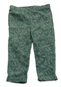 Tmavozelené fleecové kalhoty s dinosaury kiabi