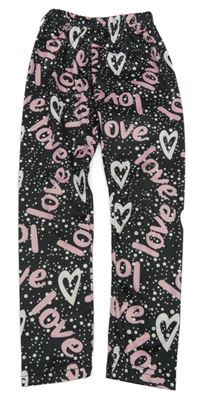 Černé puntíkaté sportovní legíny s nápisy 