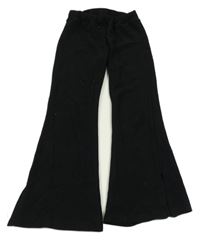 Černé žebrované flare legíny Hema