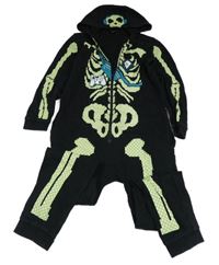 Černá tepláková kombinéza - kostra s kapucí George