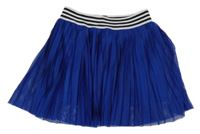 Modrá plisovaná perforovaná sukně s proužky 