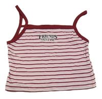Vínovo-růžovo-pruhovaný crop top s nápisem