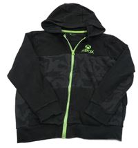 Černo-šedo-zelená propínací mikina XBOX s kapucí 