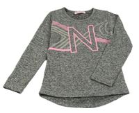 Šedé melírované sportovní triko s růžovým nápisem 