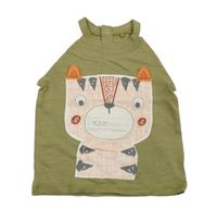 Khaki-bílé tričko s tygrem Tu