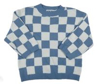 Modro-bílý kostkovaný svetr Rikiki