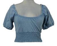 Dámská modrá crop halenka riflového vzhledu Primark