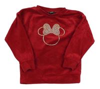 Červená sametová mikina s Minnie z cvočků Disney + George 