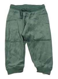 Tmavozelené sametové tepláky H&M