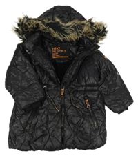 Černá šusťáková zimní parka s kapucí Next