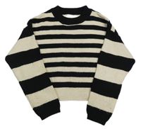 Černo-béžový pruhovaný crop svetr Zara