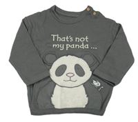 Tmavošedá žebrovaná lehká mikina s pandou George