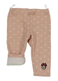 Světlerůžové zateplené legíny s Minnie a srdíčky Disney