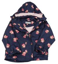 Tmavomodrá šusťáková jarní bunda se sovičkami a kapucí Impidimpi