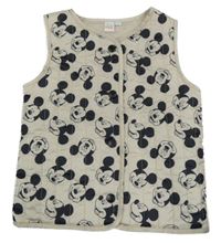 Béžová šusťáková lehká zateplená vesta s Mickeym Disney