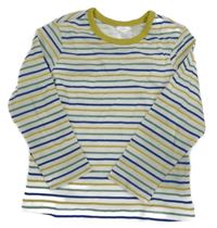 Bílo-modor-zelené pruhované triko Pocopiano