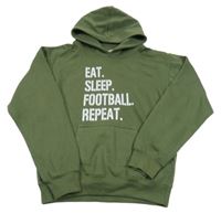 Khaki mikina s nápisem a kapucí 