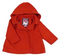 Červený flaušový podšitý kabát s kapucí F&F
