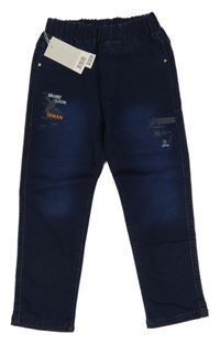 Nové - Tmavomodré rifle s nápisem 