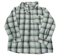 Bílo-zeleno-tmavomodrá kostkovaná košile 