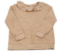 Pudrová mačkaná mikina s volánkem 