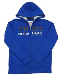 Safírová propínací mikina s nápisem a kapucí Pepperts