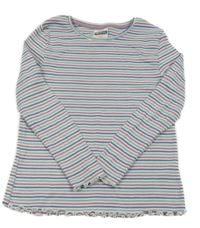 Barevné pruhované žebrované triko Pocopiano