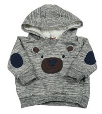 Šedá melírovaná mikina s čumákem a kapucí Topomini