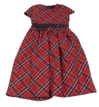 Červeno-tmavomodro-bílé kostkované šaty s mašlí Yigga