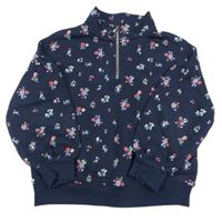 Tmavomodrá květovaná oversize mikina M&S