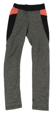 Tmavošedo-černo-růžové sportovní legíny Adidas