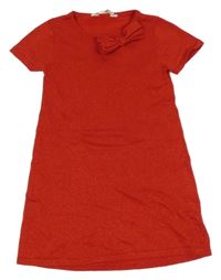 Červené třpytivé pletené šaty s mašlí H&M