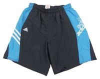 Antracitovo-modré plážové kraťasy s nápisy Adidas