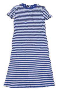 Modro-bílé pruhované žebrované šaty H&M