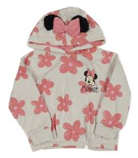 Bílo-růžová mikina s Minnie a kytičkami Disney