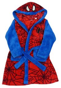 Červeno-modrý chlupatý župan s kapucí - Spider-man Rebel