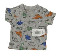 Šedé melírované tričko s dinosaury Matalan
