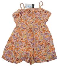 Oranžovo-růžový vzorovaný letní overal Primark 