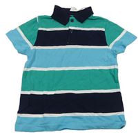 Modro-zeleno-bílé pruhované polo tričko Nutmeg
