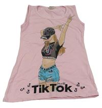 Světlerůžová tunika s potiskem TikTok 