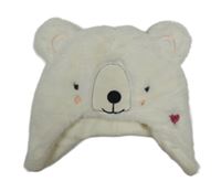 Bílá kožešinová podšitá ušanka - medvěd Peacocks