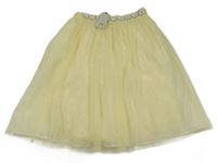 Nové - Žlutá třpytivá tylová sukně s korálky River Island