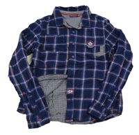 Tmavomodro-barevná kostkovaná podšitá košile s míčem Sergent Major