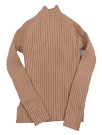 Světlerůžový pruhovaný žebrovaný svetr Mayoral