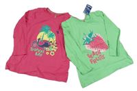 Nové - Světlezelené + tmavorůžové triko s potiskem Lupilu 